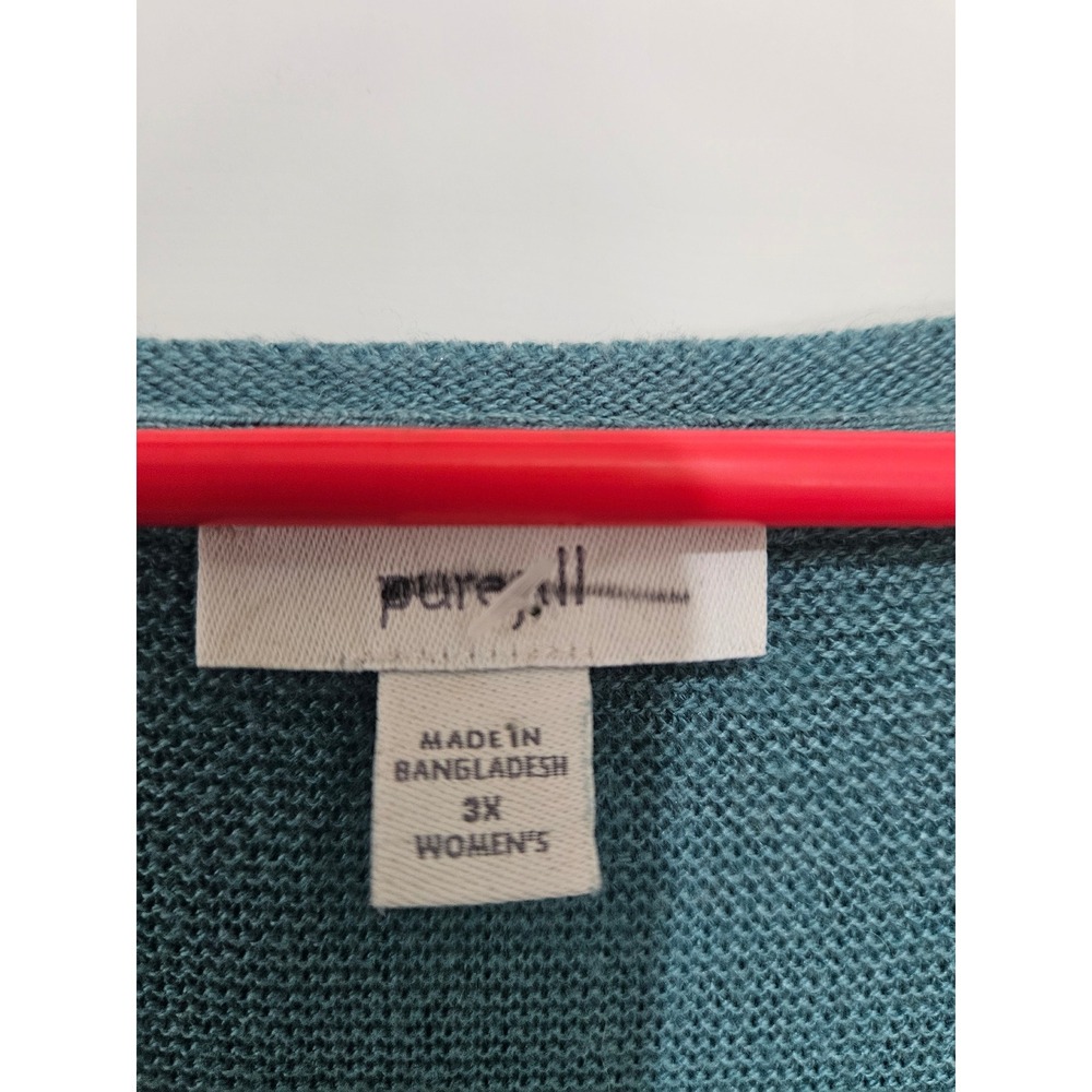 Pure Jill J. Jill Teal Blue V-Neck Cotton Silk Wool Blend Sweater 3X RN97641 - Picture 2 of 5